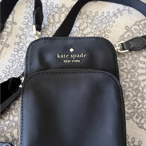 kate spade Black Compact Crossbody Phone Bag with Gold Logo - Picture 3 of 6